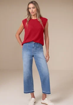 Top met overhangende schouders in een gebreide look