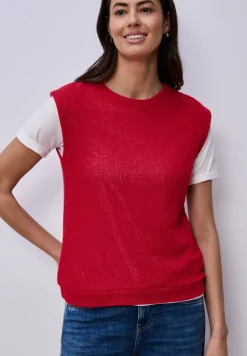 Top met overhangende schouders in een gebreide look
