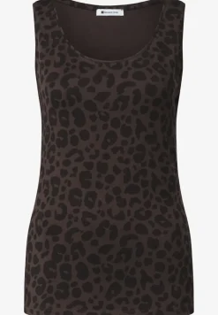 Top met ronde hals en leopatroon