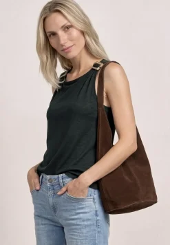Top met ronde hals en schouderdetails