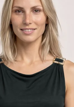 Top met ronde hals en schouderdetails