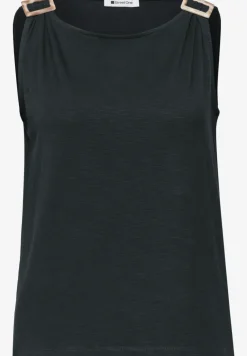 Top met ronde hals en schouderdetails