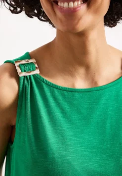 Top met ronde hals en schouderdetails
