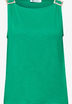 Top met ronde hals en schouderdetails