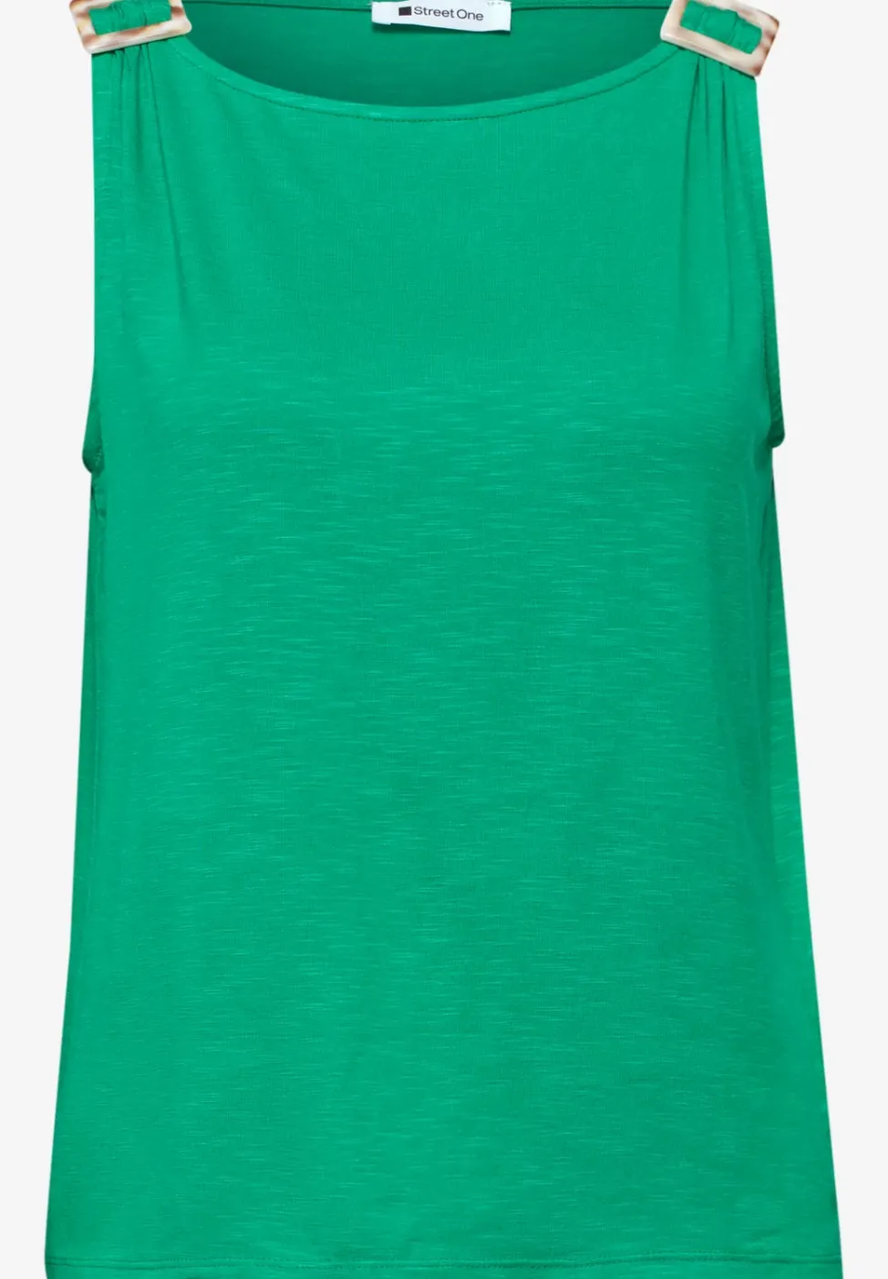 Top met ronde hals en schouderdetails