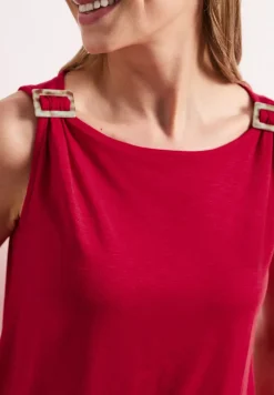 Top met ronde hals en schouderdetails