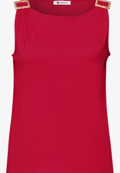 Top met ronde hals en schouderdetails