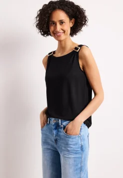 Top met ronde hals en schouderdetails