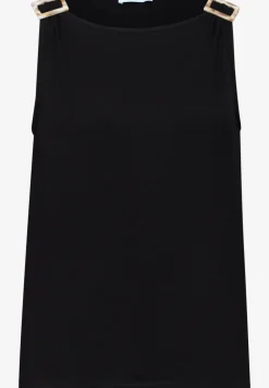 Top met ronde hals en schouderdetails