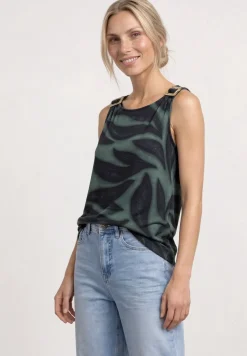 Top met ronde hals en schouderdetails