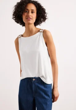 Top met ronde hals en schouderdetails