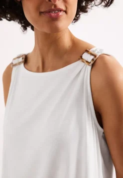 Top met ronde hals en schouderdetails