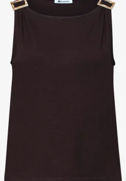 Top met ronde hals en schouderdetails