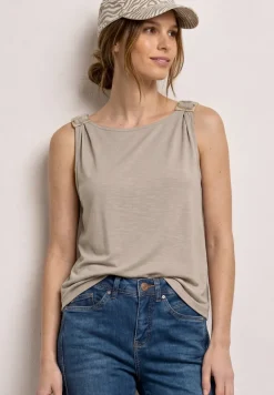 Top met ronde hals en schouderdetails
