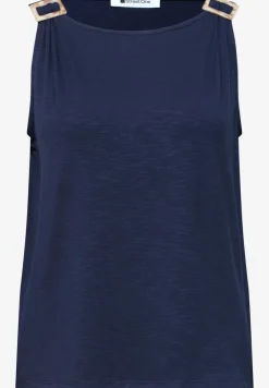 Top met ronde hals en schouderdetails