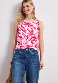 Top met ronde hals en schouderdetails