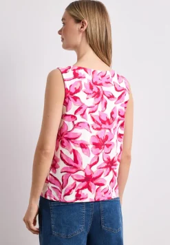 Top met ronde hals en schouderdetails
