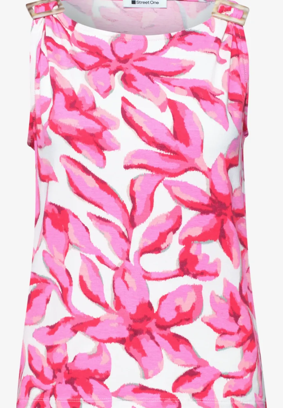 Top met ronde hals en schouderdetails