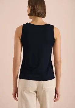 Top met ronde V-hals en gevlochten detail
