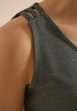 Top met ronde V-hals en gevlochten detail