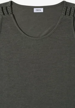 Top met ronde V-hals en gevlochten detail