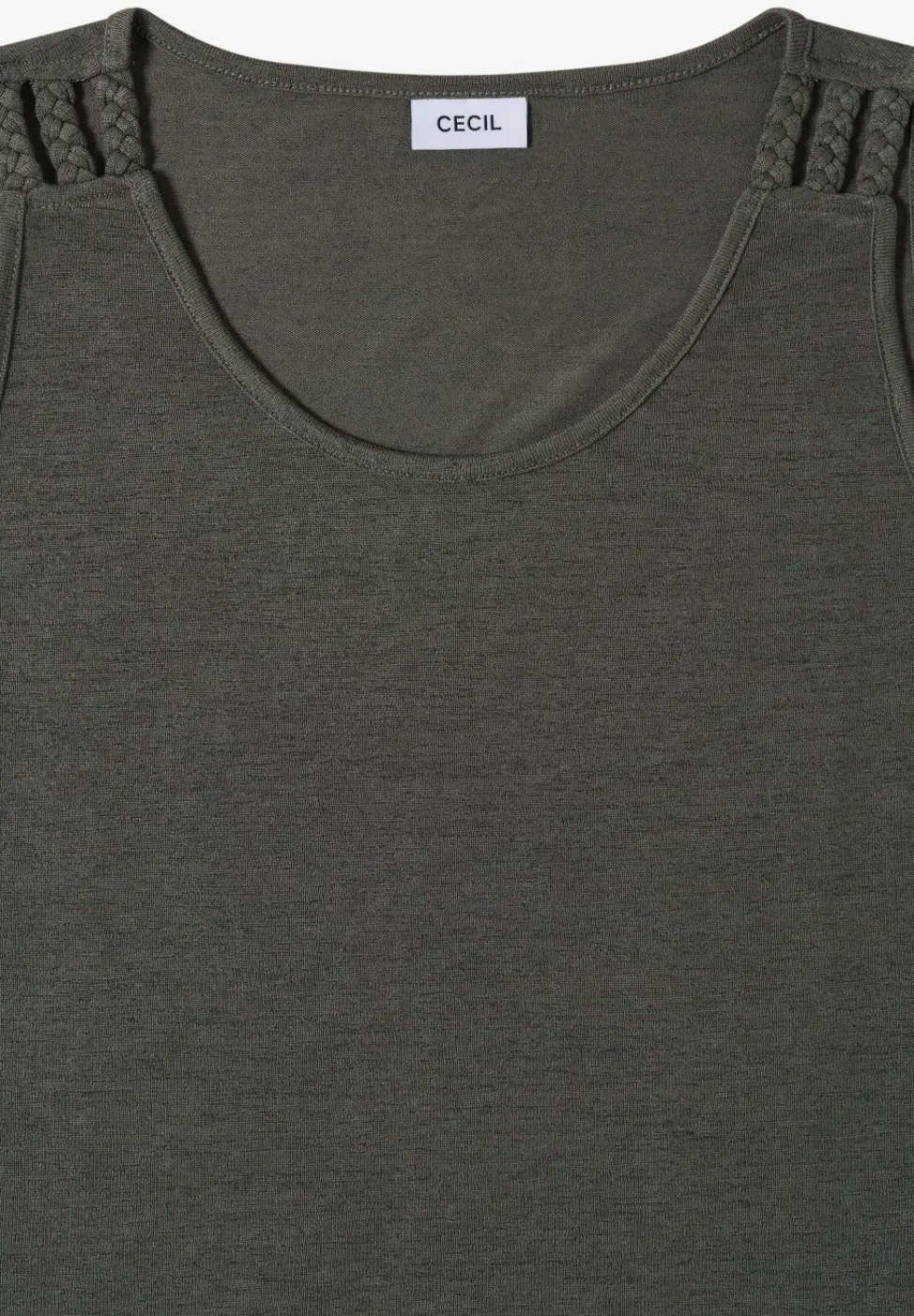 Top met ronde V-hals en gevlochten detail