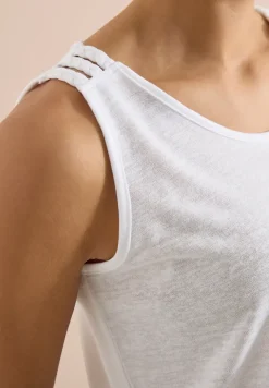 Top met ronde V-hals en gevlochten detail