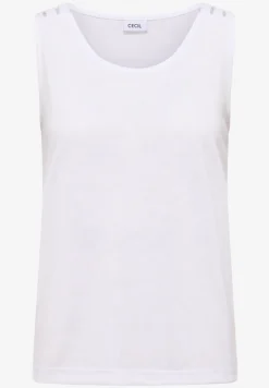 Top met ronde V-hals en gevlochten detail