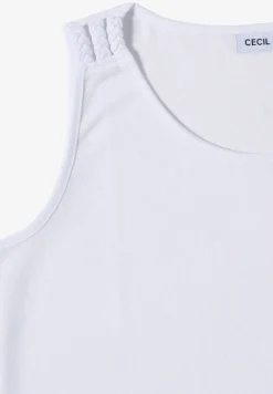 Top met ronde V-hals en gevlochten detail