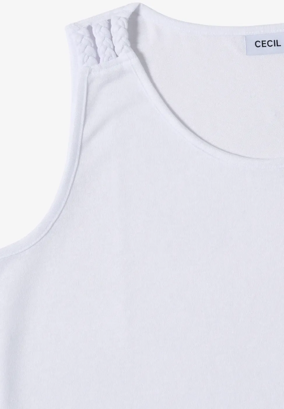 Top met ronde V-hals en gevlochten detail
