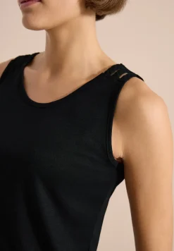 Top met ronde V-hals en gevlochten detail