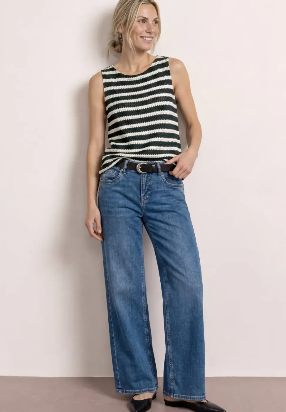 Top met strepen in een gebreide look
