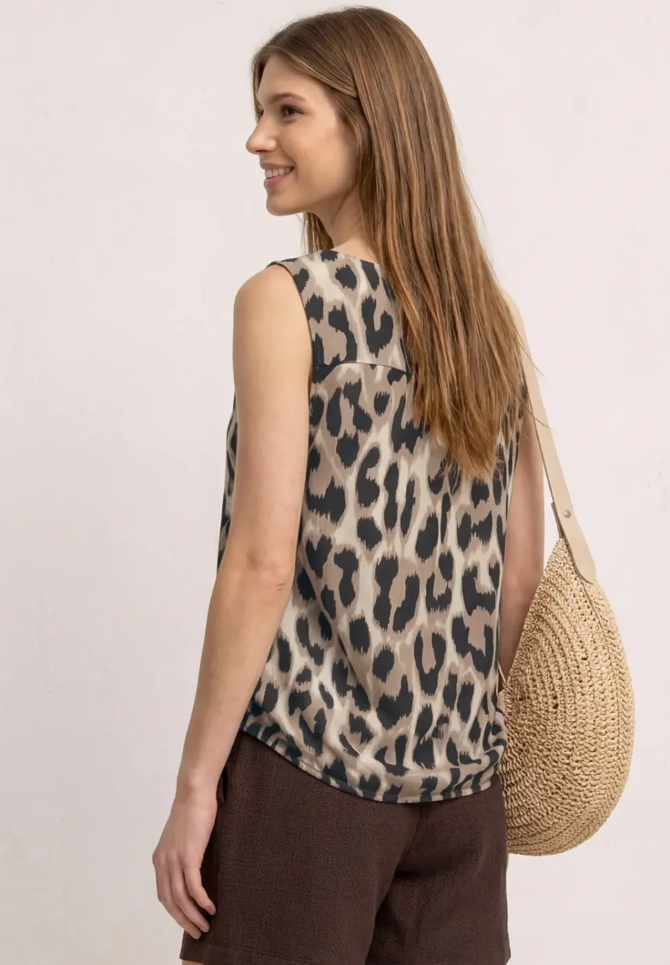 Top met V-hals en elastische zoom