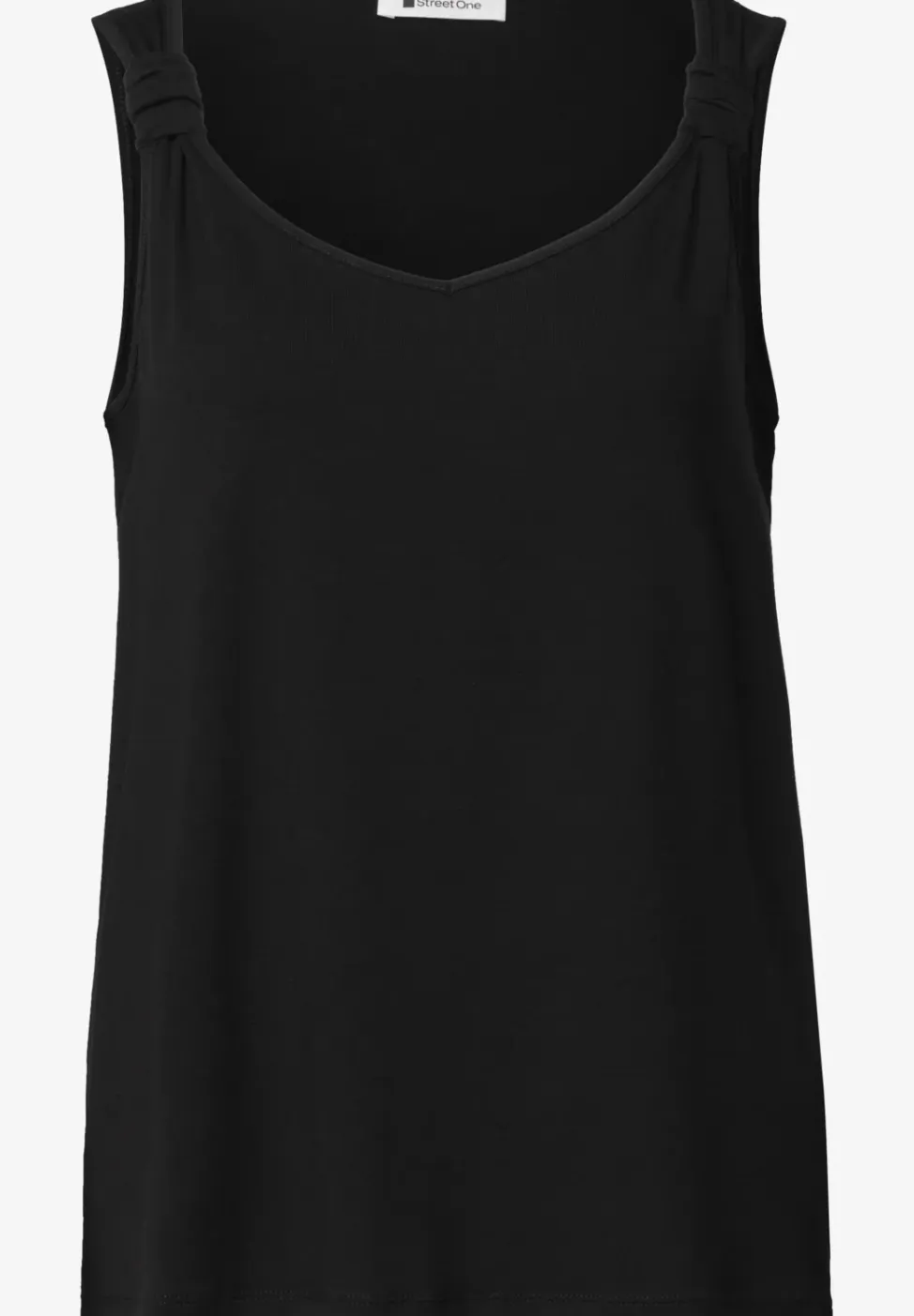 Top met V-hals en knoopdetail