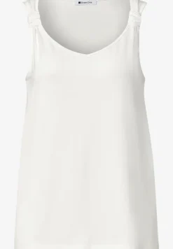 Top met V-hals en knoopdetail