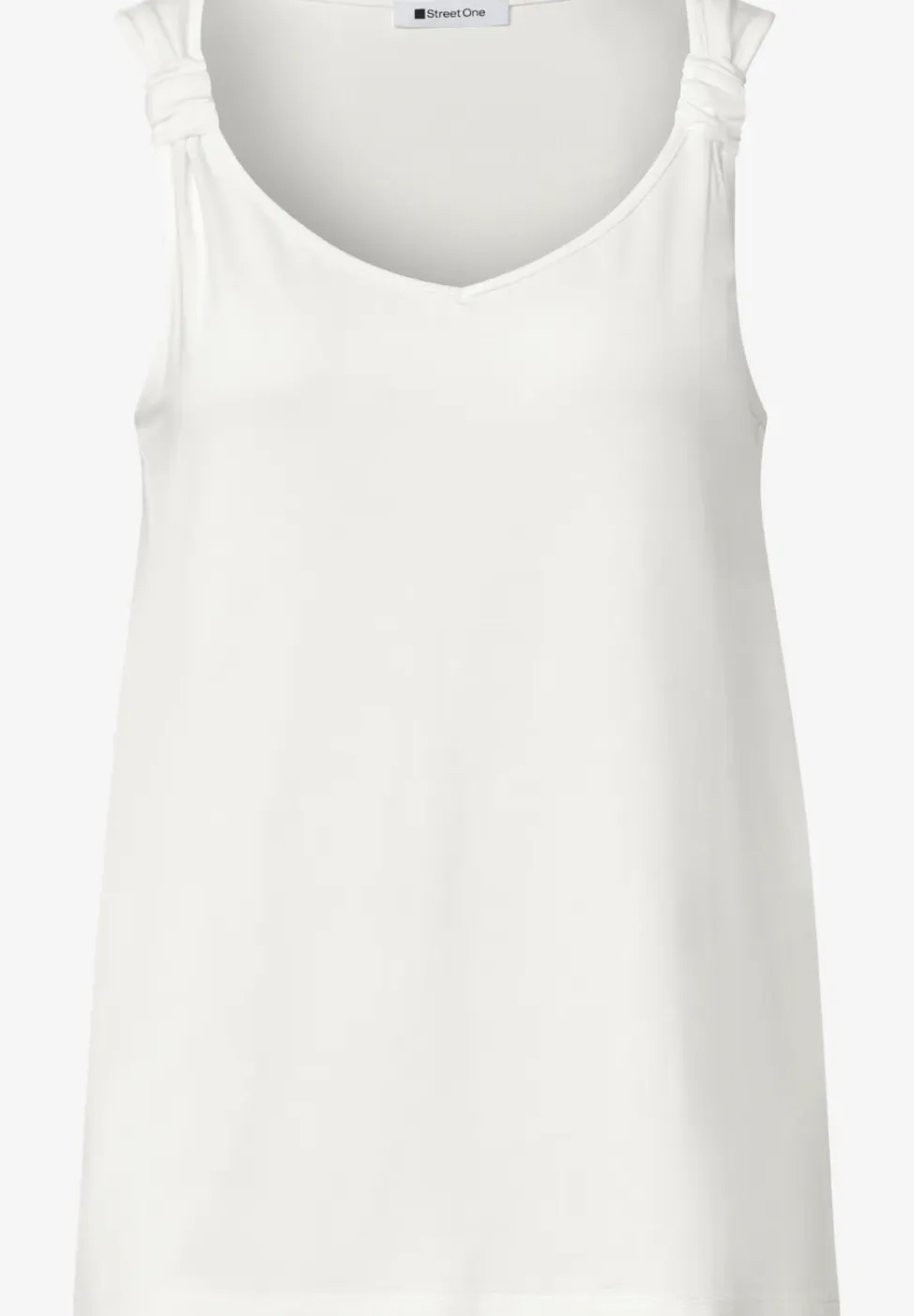 Top met V-hals en knoopdetail