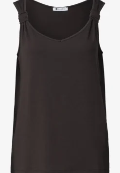 Top met V-hals en knoopdetail