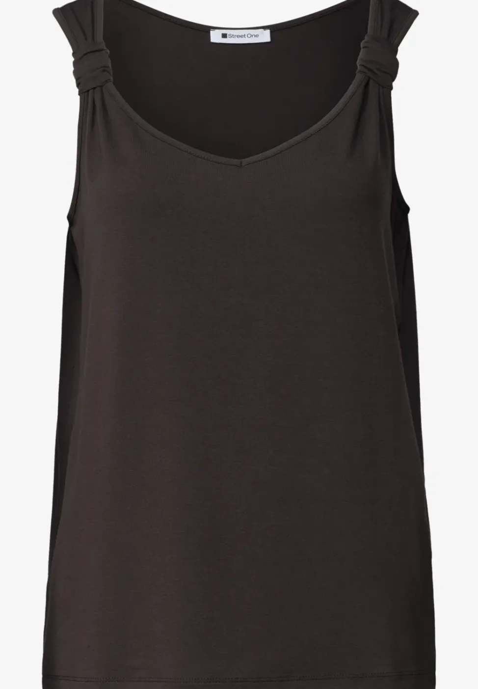 Top met V-hals en knoopdetail