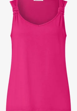 Top met V-hals en knoopdetail
