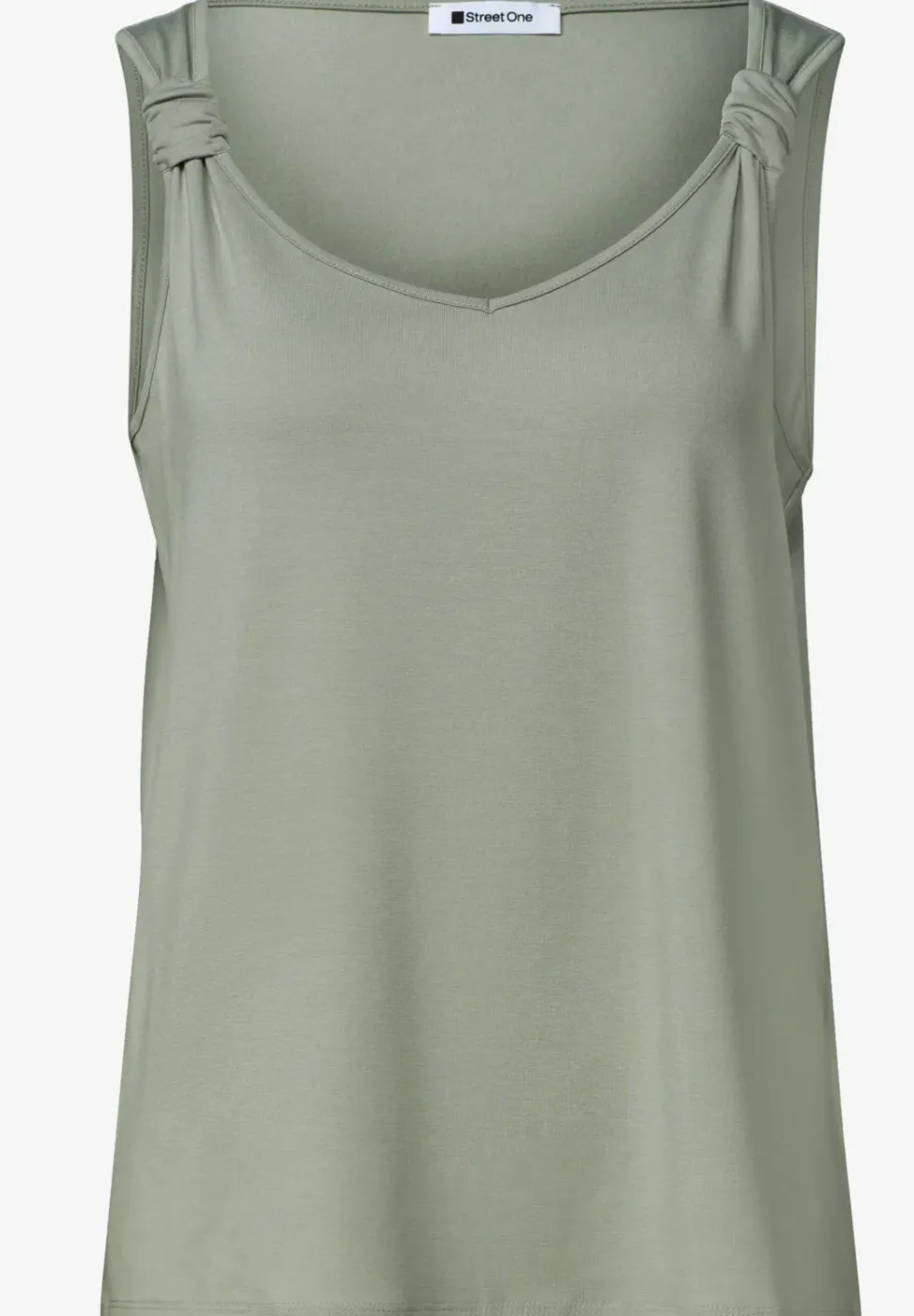 Top met V-hals en knoopdetail