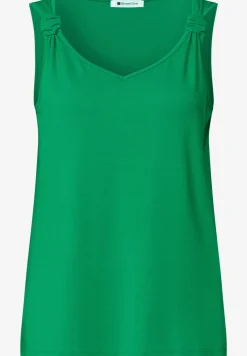 Top met V-hals en knoopdetail
