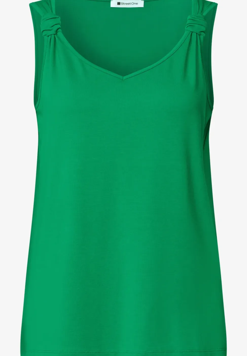 Top met V-hals en knoopdetail