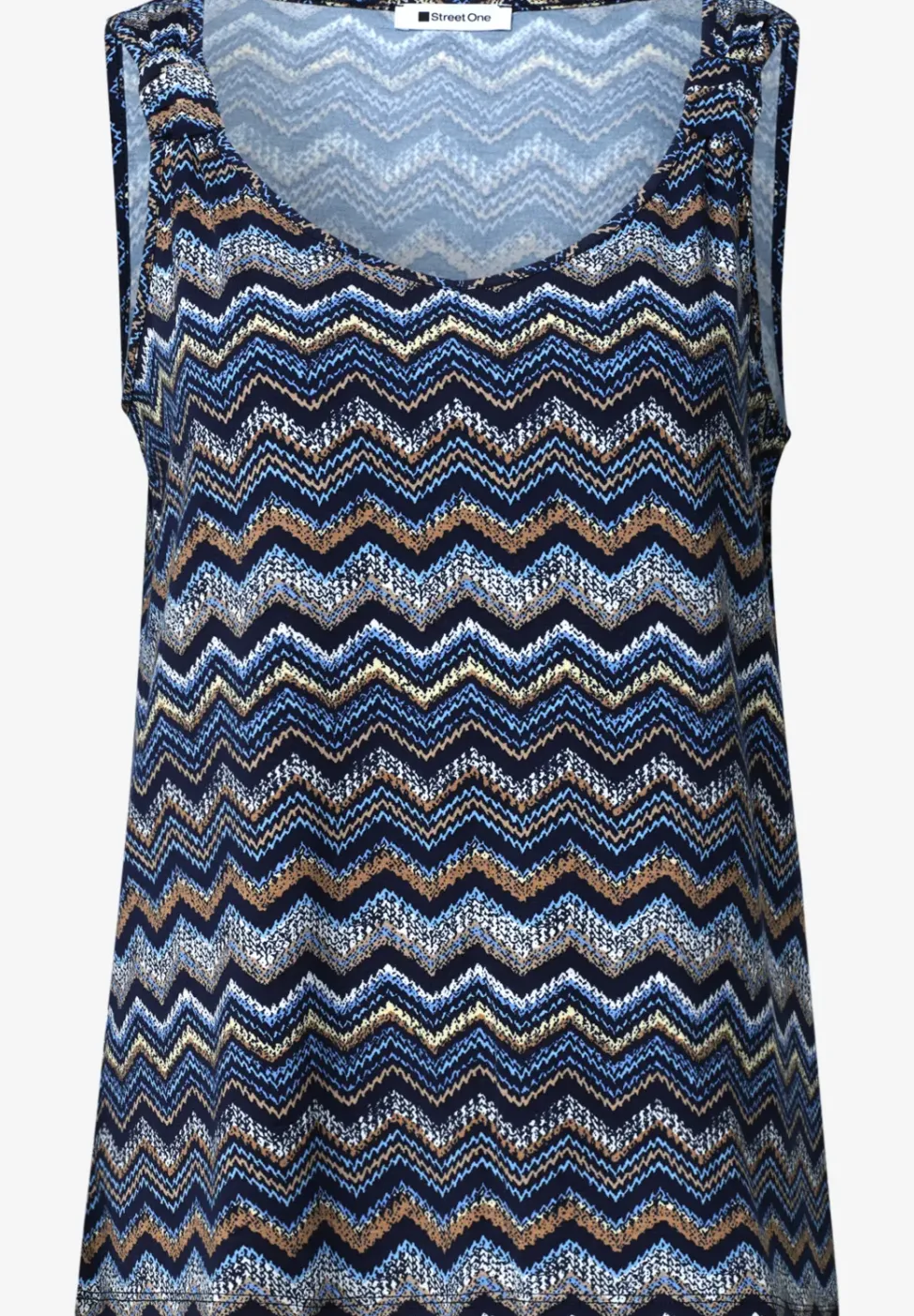 Top met V-hals en knoopdetail