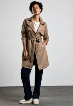 Trenchcoat in velours-look