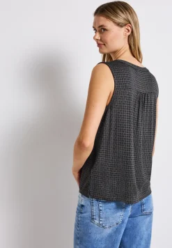 Tricot top met gespleten hals