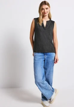 Tricot top met gespleten hals