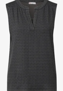Tricot top met gespleten hals