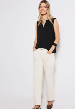 Tricot top met gespleten hals