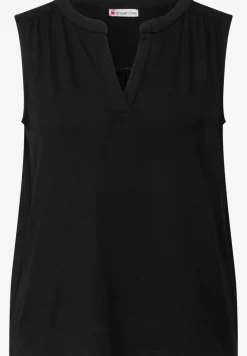 Tricot top met gespleten hals