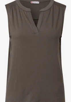 Tricot top met gespleten hals